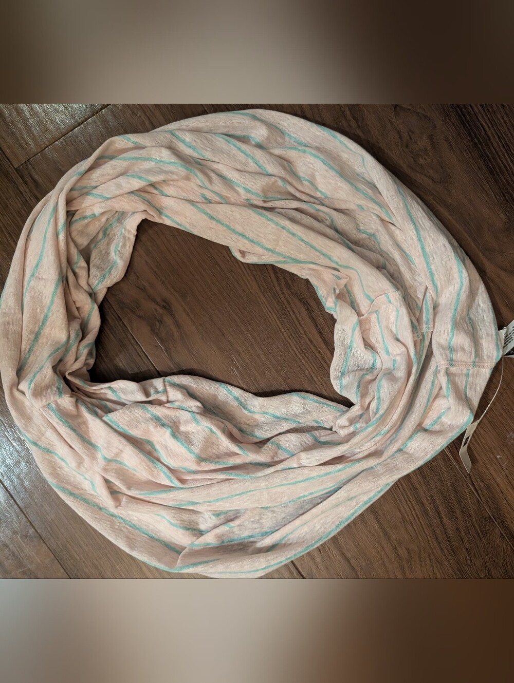 NWT! Gap - Knit Striped T-Shirt Infinity Scarf - Pink Cameo & Mint Green Stripes